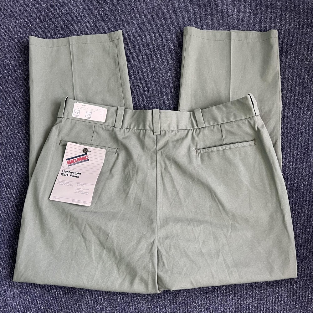 Vintage Big Mac‎ Pants Mens 40x30 Green Lightweight Work Chino Straight Leg USA